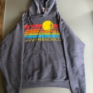 Thrifted Navy San Francisco Hooded Sweatshirt